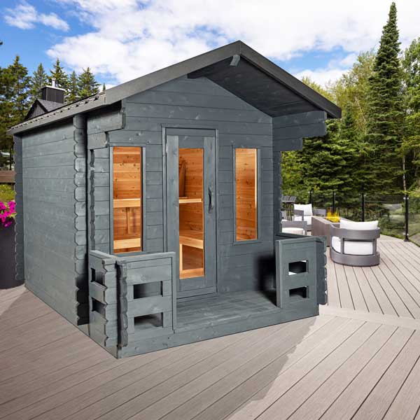 Leisurecraft CT Georgian Cabin Sauna with Porch| Premium 6-Person Outdoor Sauna