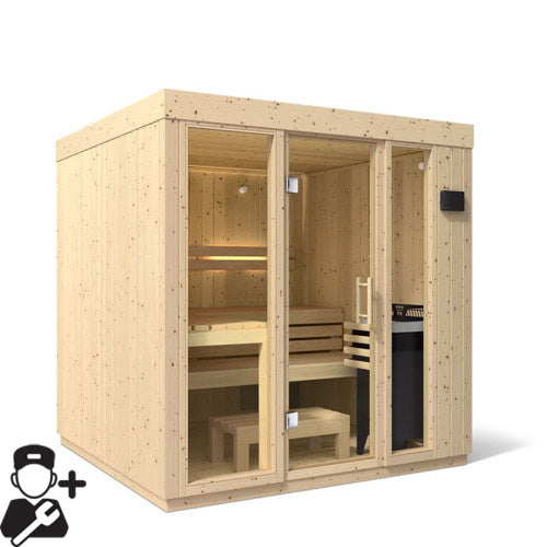 Kohler C1 5 Person Indoor Sauna | Scandinavian Spruce Large Traditional Sauna Kit