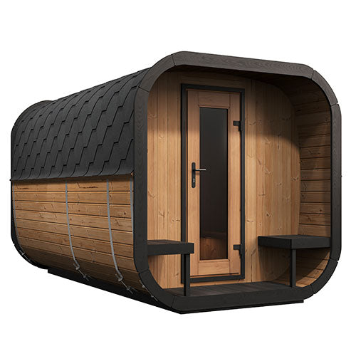 SaunaLife Model CL12GCP Cube Sauna Suite with Dressing Room | 8-Person Outdoor Sauna