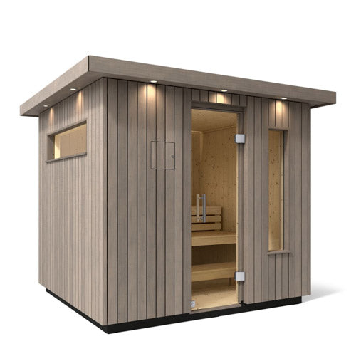 Kohler C2 Outdoor Sauna – 5 Person  Weathered Grey Spruce Finish