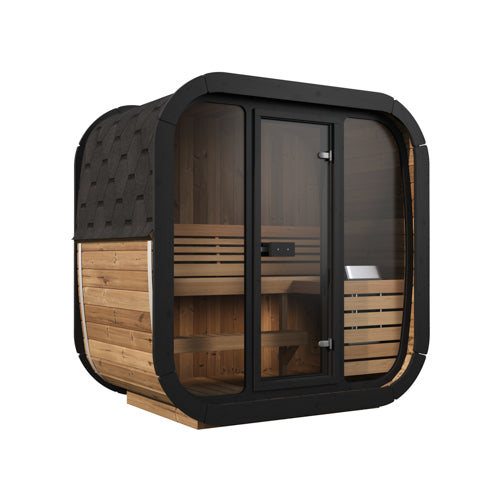 SaunaLife Model CL4G 3-Person Outdoor Sauna | Cube-Series Glass Front Sauna