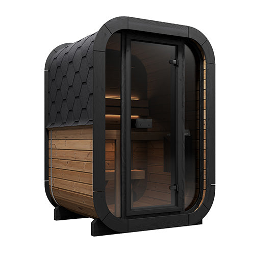 SaunaLife Model CL3G 2-Person Outdoor Sauna | Cube-Series Glass Front Sauna