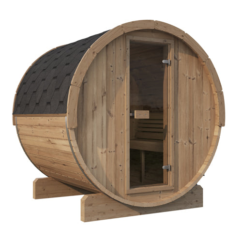 SaunaLife Model E7 4-Person Barrel Sauna | ERGO Series 71” Outdoor