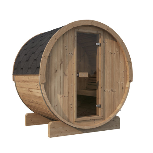 SaunaLife Model E6 3-Person Barrel Sauna | ERGO Series 59” Outdoor