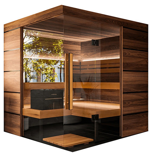 ThermaSol Astra Sauna Cabin 4-Person Indoor Sauna | Semi-Panoramic Glass Sauna