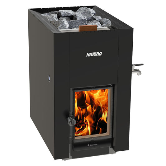 Harvia Linear 22 GreenFlame ES Wood-Burning Sauna Stove with Water Tank