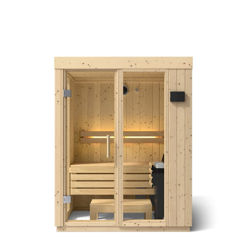 Kohler C1 2 Person Indoor Sauna | Scandinavian Spruce Traditional Home Sauna Kit