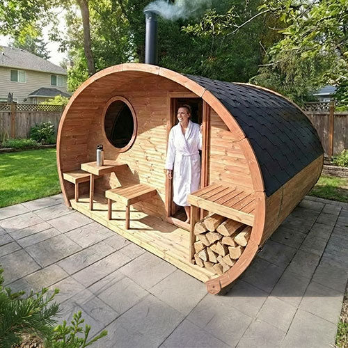 SaunaLife Model G11 Outdoor Sauna | 2 Room 8 Person Backyard Sauna Suite