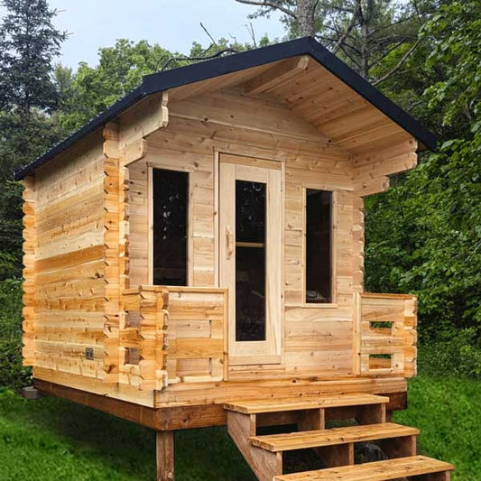 Leisurecraft CT Georgian Cabin Sauna with Porch| Premium 6-Person Outdoor Sauna