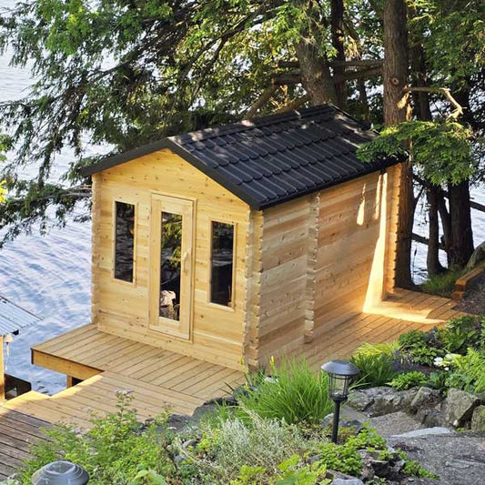 Leisurecraft CT Georgian Cabin Sauna with Changeroom| Premium 6-Person Outdoor Sauna