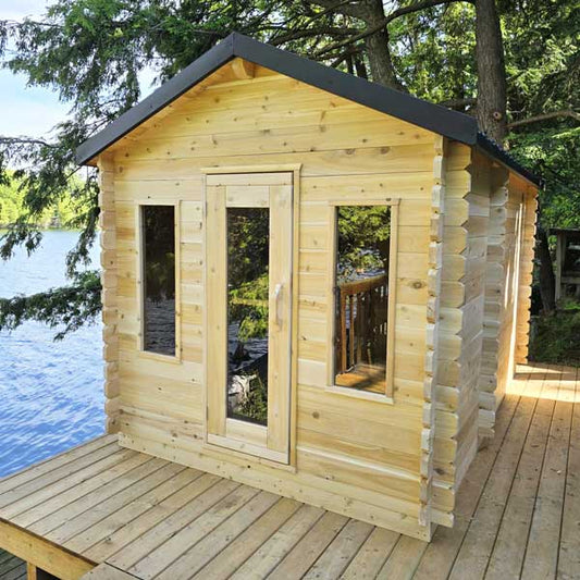 Leisurecraft CT Georgian Cabin Sauna with Changeroom| Premium 6-Person Outdoor Sauna