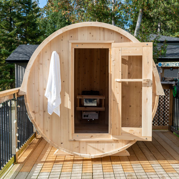 Leisurecraft CT Harmony Barrel Sauna| Premium 4-Person Outdoor Sauna