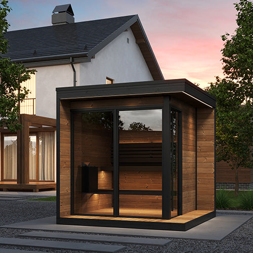SaunaLife GL6 Outdoor Sauna Kit | 6 Person Thermo-Spruce Garden Luxury Sauna
