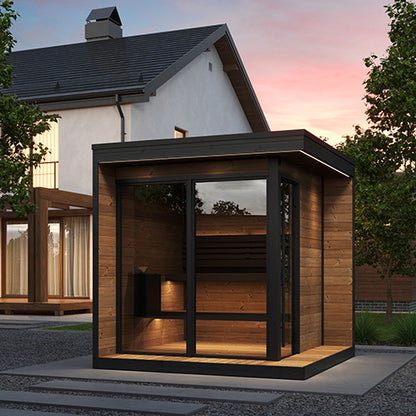 SaunaLife GL6 Outdoor Sauna Kit | 6 Person Thermo-Spruce Garden Luxury Sauna