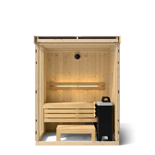 Kohler C1 2 Person Indoor Sauna | Scandinavian Spruce Traditional Home Sauna Kit