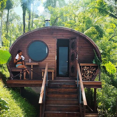 SaunaLife Model G11 Outdoor Sauna | 2 Room 8 Person Backyard Sauna Suite
