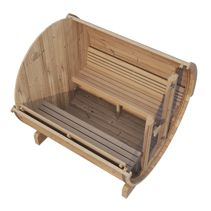 SaunaLife Model E7G 4-Person Glass Front Barrel Sauna | ERGO Series 71"x81"
