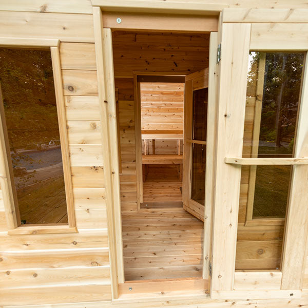 Leisurecraft CT Georgian Cabin Sauna with Changeroom| Premium 6-Person Outdoor Sauna