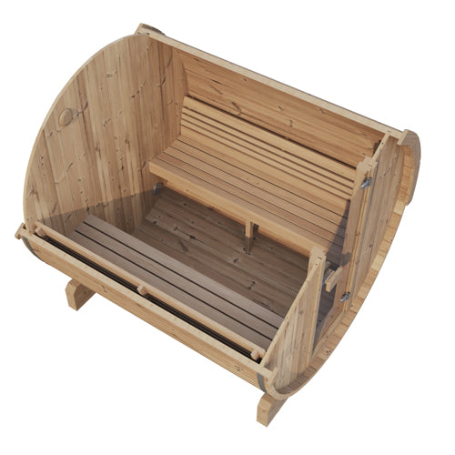 SaunaLife Model E7 4-Person Barrel Sauna | ERGO Series 71” Outdoor
