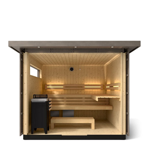 Kohler C2 Outdoor Sauna – 6 Person   Weathered Grey Spruce Finish