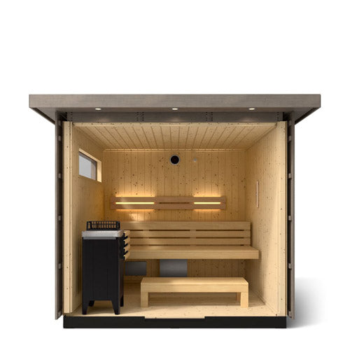 Kohler C2 Outdoor Sauna – 5 Person  Weathered Grey Spruce Finish
