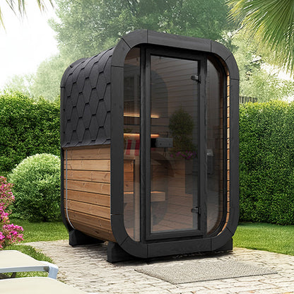 SaunaLife Model CL3G 2-Person Outdoor Sauna | Cube-Series Glass Front Sauna