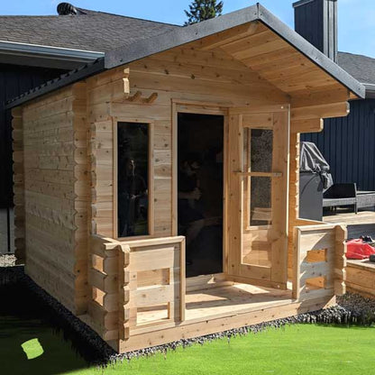 Leisurecraft CT Georgian Cabin Sauna with Porch| Premium 6-Person Outdoor Sauna