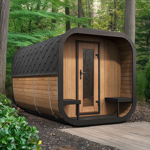 SaunaLife Model CL12GCP Cube Sauna Suite with Dressing Room | 8-Person Outdoor Sauna