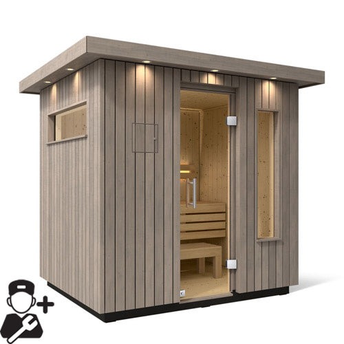 Kohler C2 Outdoor Sauna – 3 Person  Weathered Grey Spruce