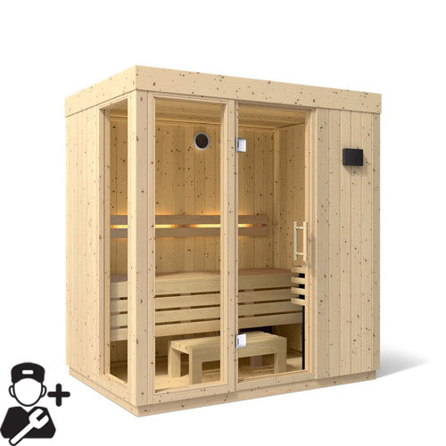 Kohler C1 3 Person Indoor Sauna | Scandinavian Spruce Traditional Sauna Kit