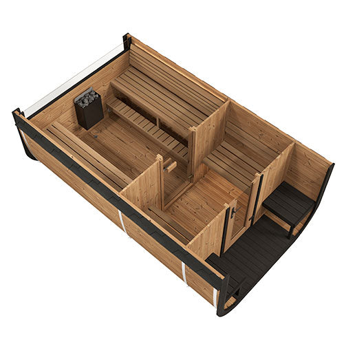 SaunaLife Model CL12GCP Cube Sauna Suite with Dressing Room | 8-Person Outdoor Sauna