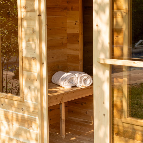 Leisurecraft CT Georgian Cabin Sauna with Changeroom| Premium 6-Person Outdoor Sauna