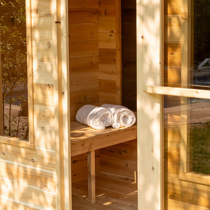 Leisurecraft CT Georgian Cabin Sauna with Changeroom| Premium 6-Person Outdoor Sauna