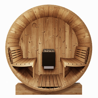 SaunaLife Model E7 4-Person Barrel Sauna | ERGO Series 71” Outdoor