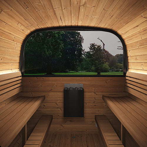 SaunaLife Model CL12GCP Cube Sauna Suite with Dressing Room | 8-Person Outdoor Sauna