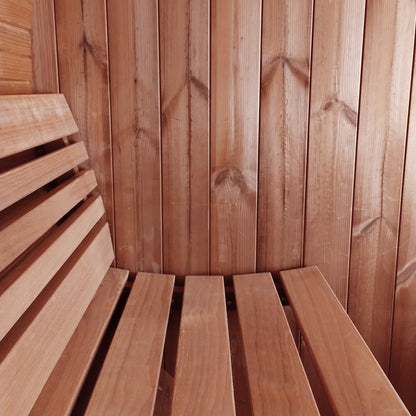 SaunaLife Model E7 4-Person Barrel Sauna | ERGO Series 71” Outdoor