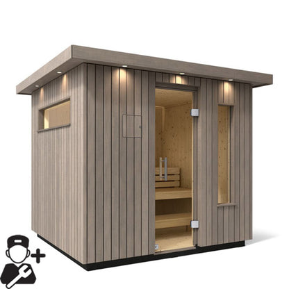 Kohler C2 Outdoor Sauna – 5 Person  Weathered Grey Spruce Finish