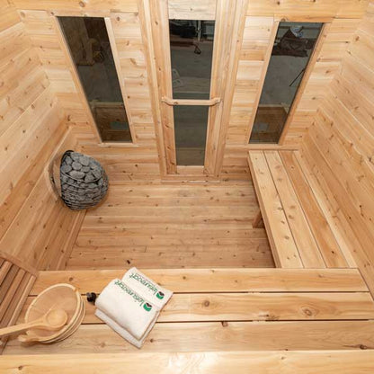 Leisurecraft CT Georgian Cabin Sauna with Porch| Premium 6-Person Outdoor Sauna