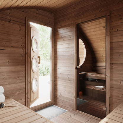 SaunaLife Model G11 Outdoor Sauna | 2 Room 8 Person Backyard Sauna Suite