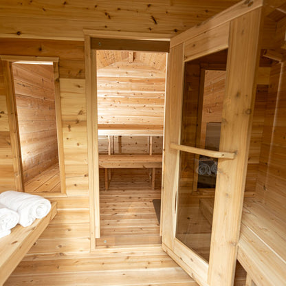 Leisurecraft CT Georgian Cabin Sauna with Changeroom| Premium 6-Person Outdoor Sauna