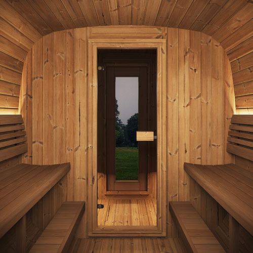 SaunaLife Model CL12GCP Cube Sauna Suite with Dressing Room | 8-Person Outdoor Sauna